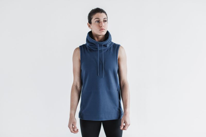 Nobull Arctic Ärmellose Cowl Hoodie Damen Blau | ABPWND918