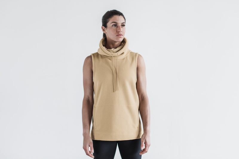 Nobull Arctic Ärmellose Cowl Hoodie Damen Beige | KEHDWC372