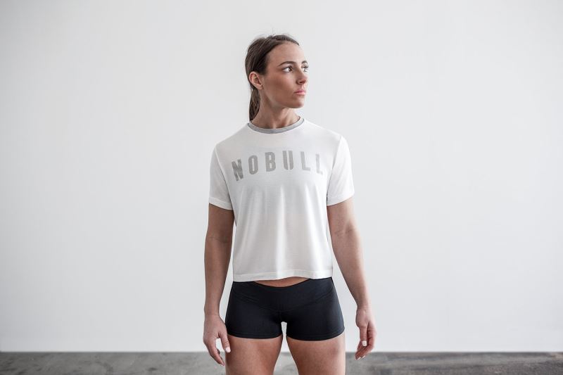 Nobull Boxy T-shirts Damen Weiß | TVUPYK591