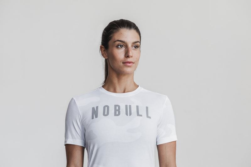 Nobull Camo T-shirts Damen Weiß | ZAEPMD296