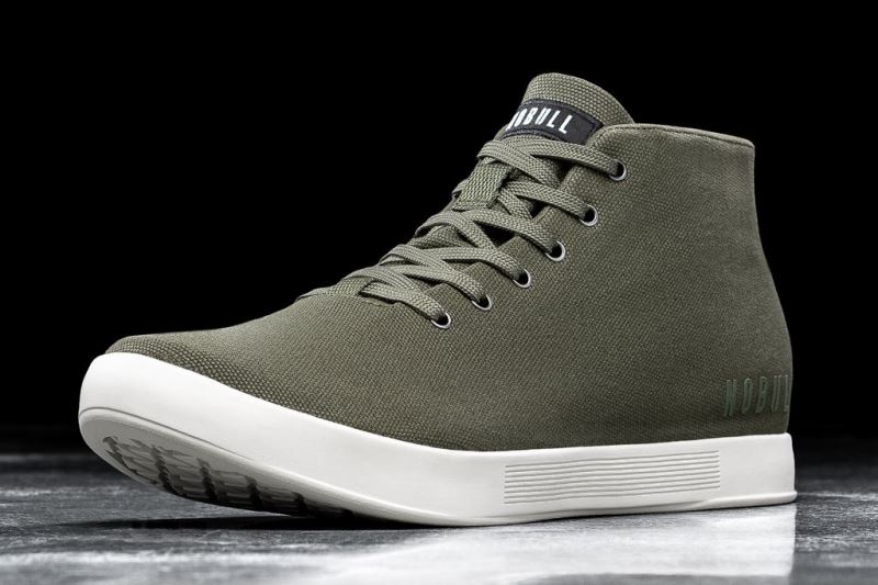 Nobull Canvas Mid Sportschuhe Damen Dunkelgrün Weiß | HYRWBQ870