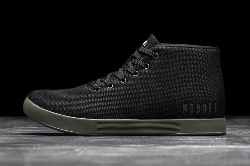 Nobull Canvas Mid Sportschuhe Herren Schwarz Dunkelgrün | NLVSGI376