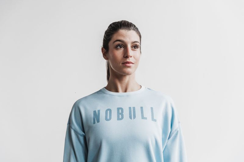 Nobull Crew Sweatshirt Damen Blau | RCVEPO289