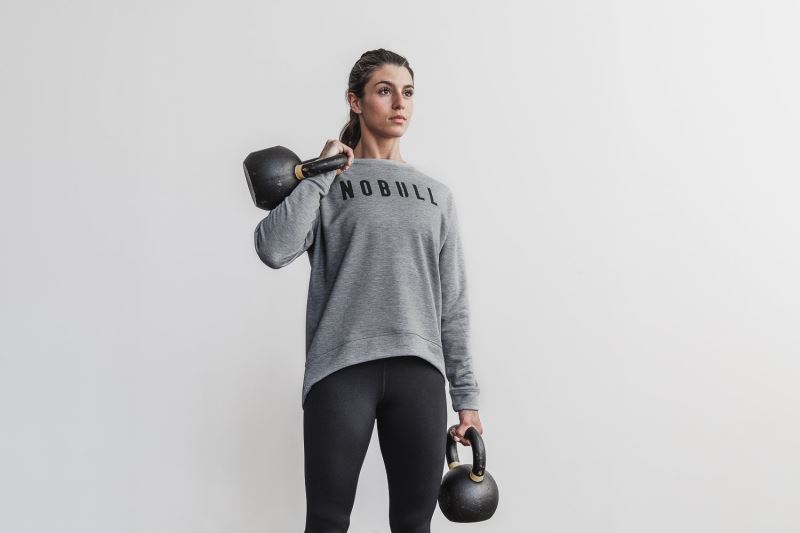 Nobull Crew Sweatshirt Damen Grau | BAHQWL403