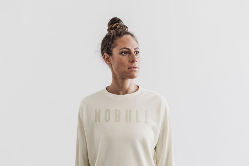 Nobull Crew Sweatshirt Damen Weiß | KZBPRO651