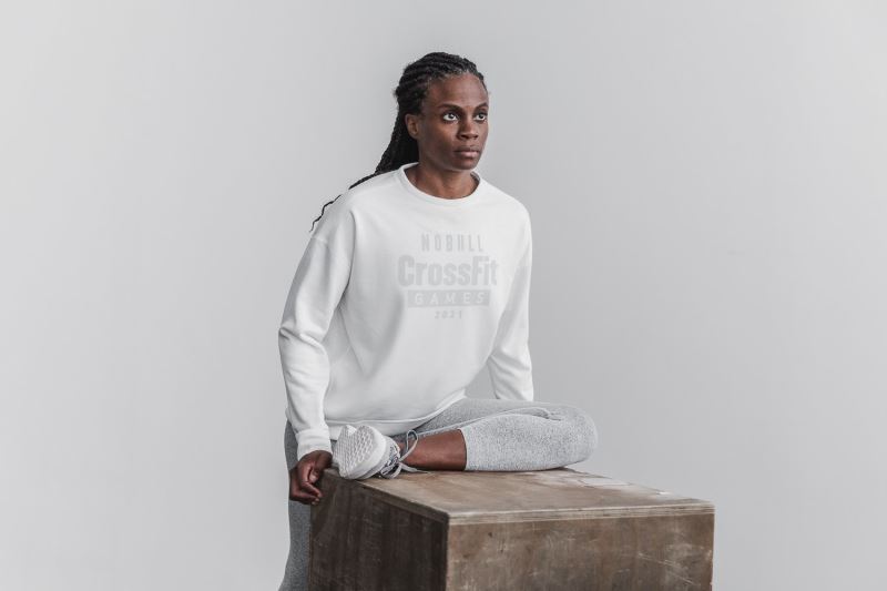 Nobull Crossfit Games 2021 Crew Sweatshirt Damen Weiß | FPJZDC392