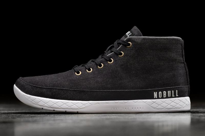 Nobull Denim Canvas Mid Sportschuhe Herren Schwarz | GOYDWI382