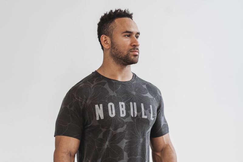 Nobull Hibiscus T-shirts Herren Grau | SAKDJQ473