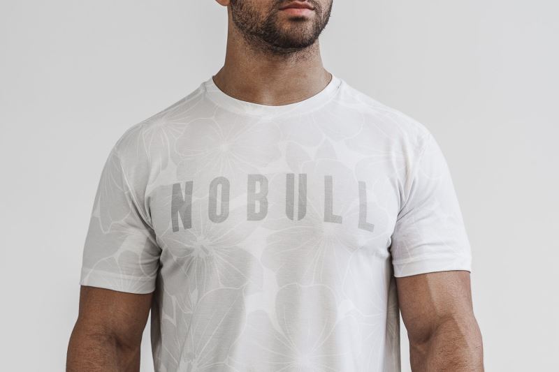 Nobull Hibiscus T-shirts Herren Weiß | OKFELX926