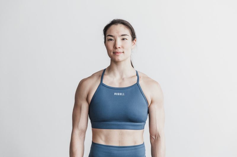 Nobull High-Neck Matte Sport Bh Damen Blau | FHSGAT896