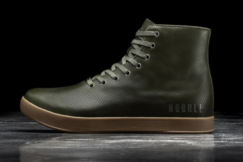 Nobull High-Top Leder Sportschuhe Herren Grün | VYEPLD690