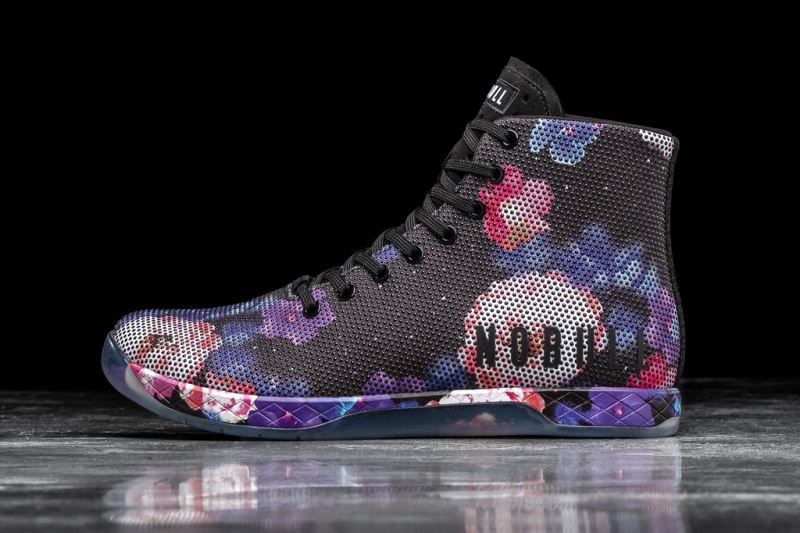 Nobull High-Top Space Floral Sportschuhe Herren Schwarz Lila | VSRFZQ468