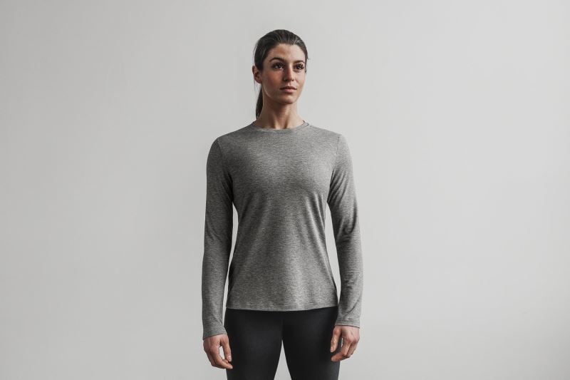 Nobull Long Sleeve T-shirts Damen Grau | GXTJWI216