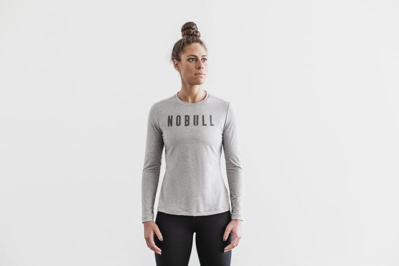 Nobull Long Sleeve T-shirts Damen Grau | NMQEGI489