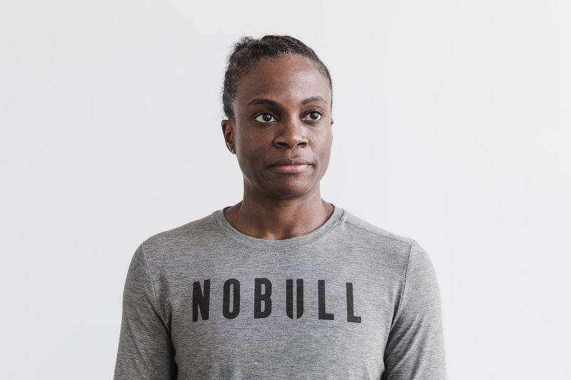 Nobull Long Sleeve T-shirts Damen Grau | WOQIAJ714