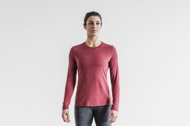 Nobull Long Sleeve T-shirts Damen Rot | GLHTBU461