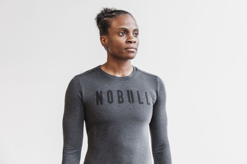 Nobull Long Sleeve T-shirts Damen Tiefesgrau | TYDKQN384