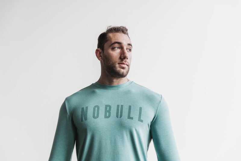 Nobull Long Sleeve T-shirts Herren Blau | VQOZXJ394