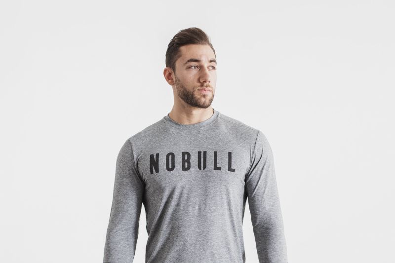 Nobull Long Sleeve T-shirts Herren Grau | SUYAJQ829