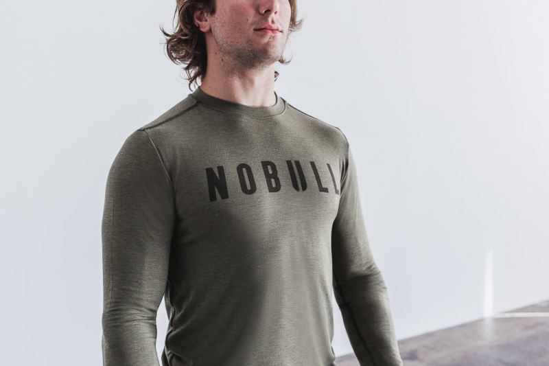 Nobull Long Sleeve T-shirts Herren Grün | NTVXQF042