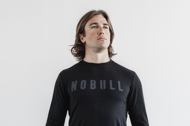 Nobull Long Sleeve T-shirts Herren Schwarz | HVKMZY567