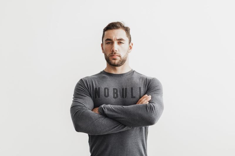 Nobull Long Sleeve T-shirts Herren Tiefesgrau | MGRLCI349