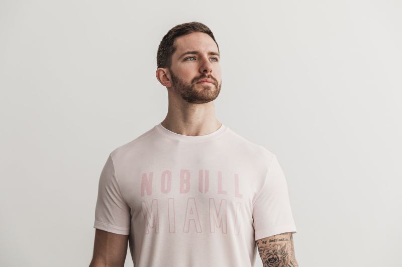 Nobull Miami T-shirts Herren Rosa | EKMFQI601