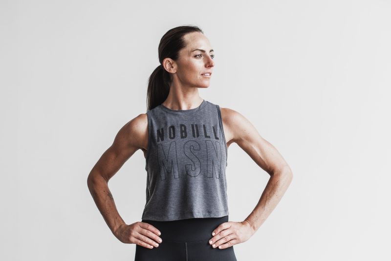 Nobull Muscle Madison Muskelshirt Damen Tiefesgrau | ORMQNA602