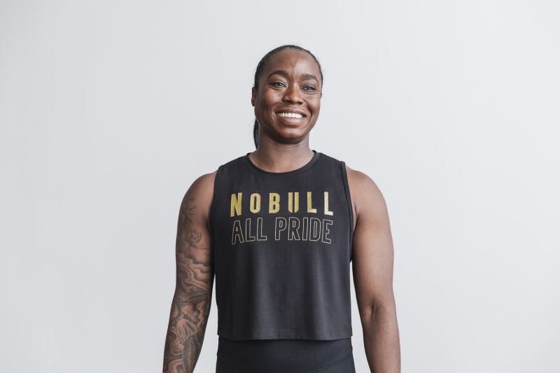 Nobull Muscle Pride Muskelshirt Damen Schwarz Gold | NSWHVT608