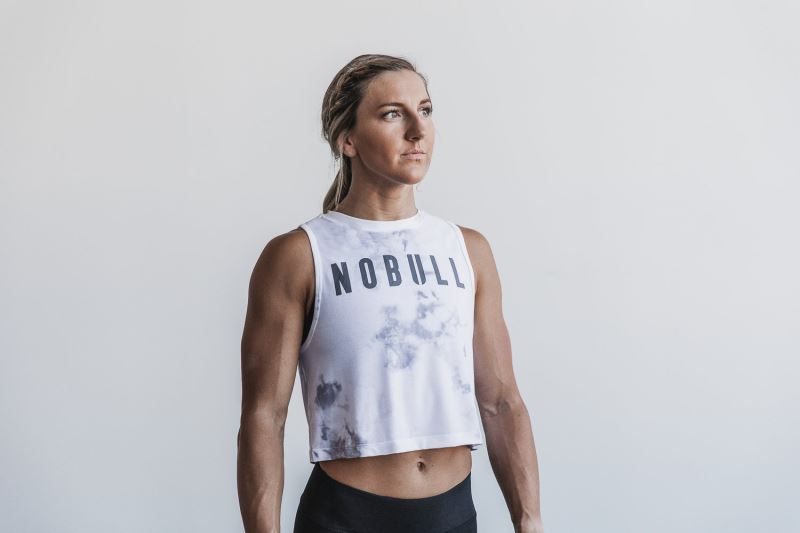 Nobull Muscle Tie-Dye Muskelshirt Damen Weiß | KSFNRW271