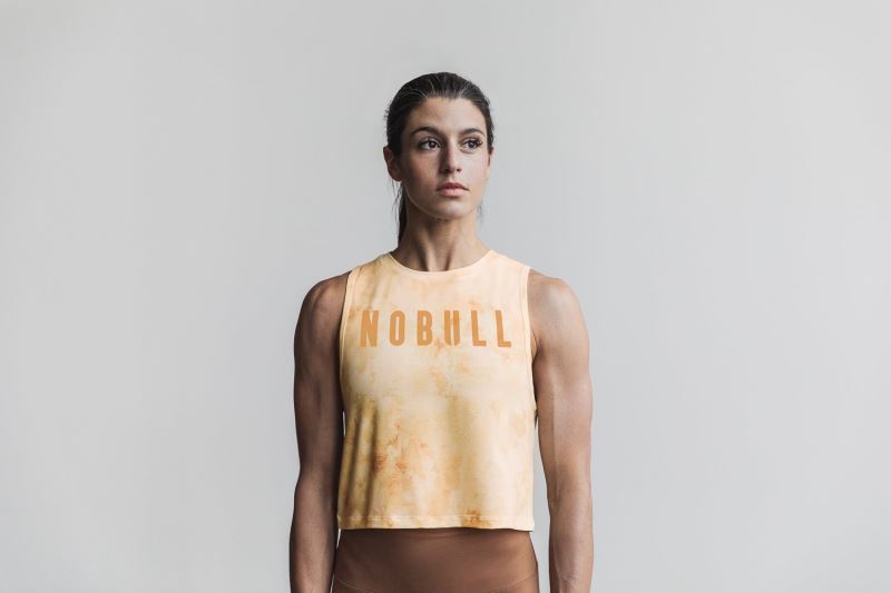 Nobull Muscle Tie-Dye Muskelshirt Damen Gelb | SYOQPB137