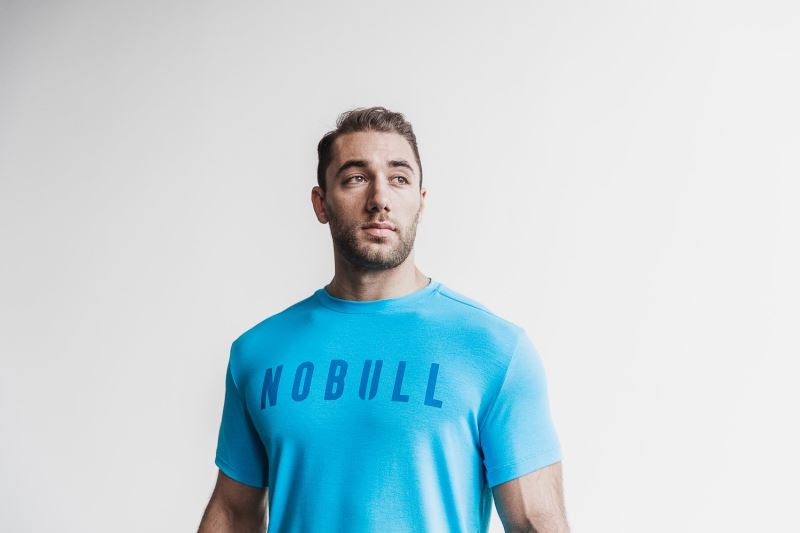 Nobull Neon T-shirts Herren Blau | YDBGSU174