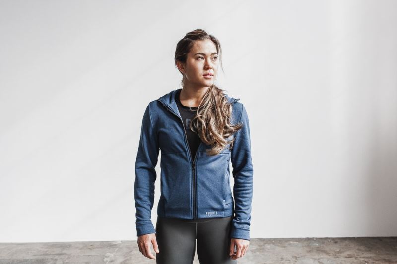 Nobull Performance Zip-Up Hoodie Damen Blau | XRWFAC364