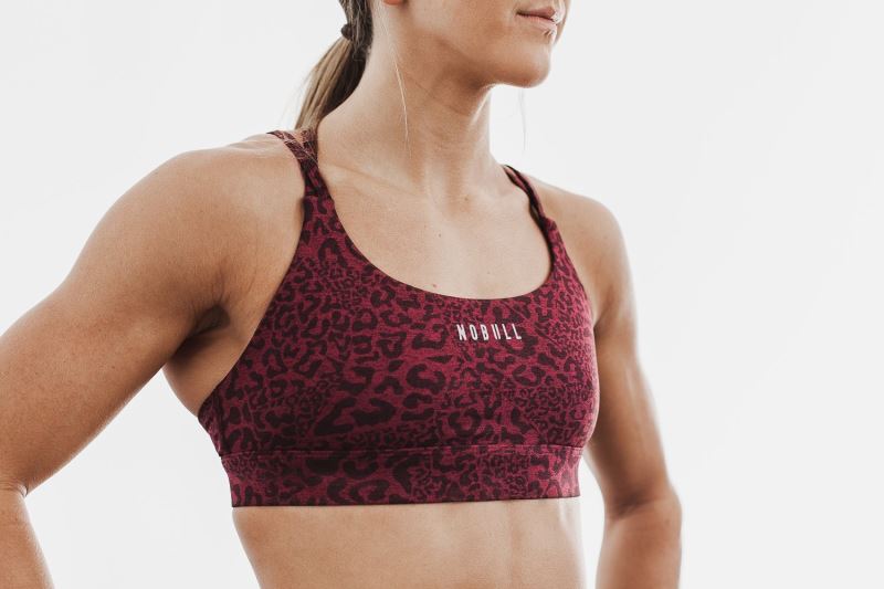 Nobull Plush Heather Sport Bh Damen Leopard | JBGTRF592