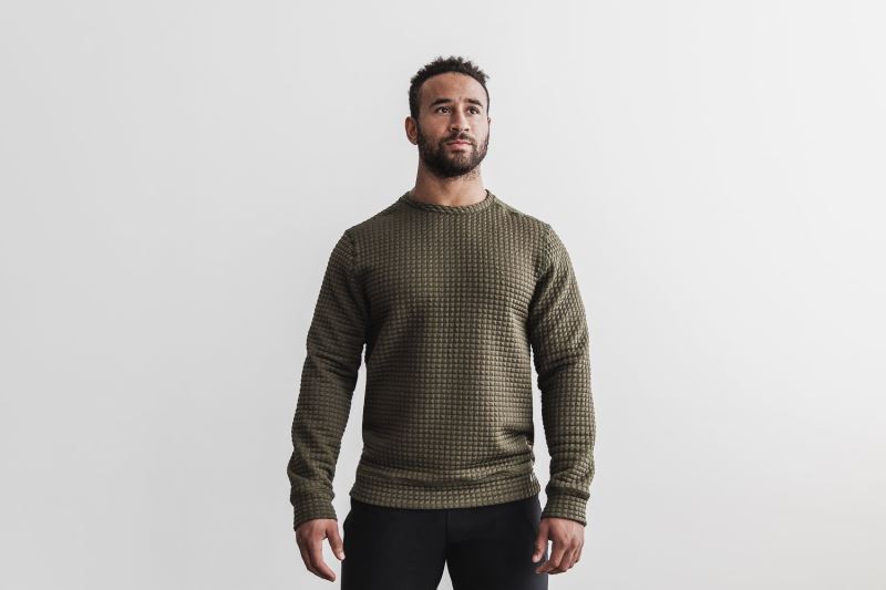 Nobull Quilted Crew Pullover Herren Grün | JHXIWY618