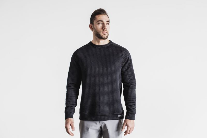 Nobull Quilted Crew Pullover Herren Schwarz | DMKJRZ534