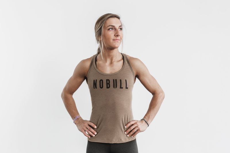 Nobull Racerback Klassische Colors Muskelshirt Damen Braun | TKLRNB479