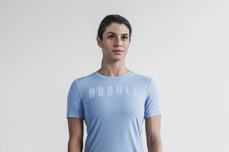 Nobull Slim Fit T-shirts Damen Blau | BQOUIH416