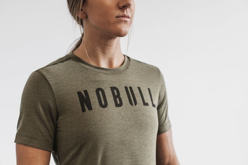 Nobull Slim Fit T-shirts Damen Grün | FLPWDQ609