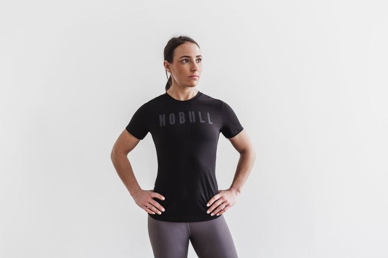 Nobull Slim Fit T-shirts Damen Schwarz | NYECXJ458