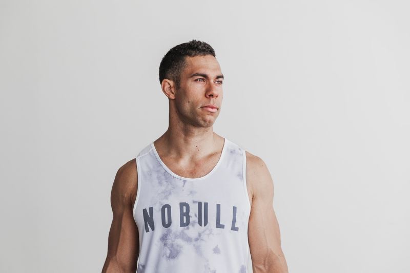 Nobull Tie-Dye Muskelshirt Herren Weiß | BLRYOG850