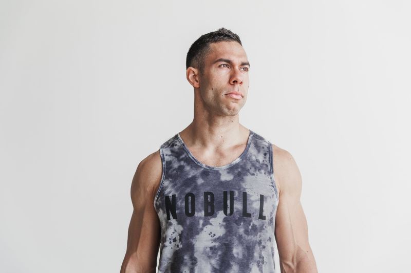 Nobull Tie-Dye Muskelshirt Herren Weiß Schwarz | EFBQUV014