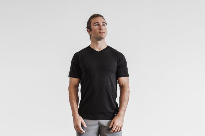 Nobull V-Neck T-shirts Herren Schwarz | TXSYRA386