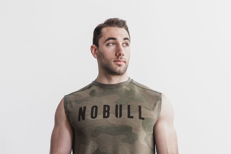 Nobull Ärmellose Camo T-shirts Herren Camouflage | KWDILC352