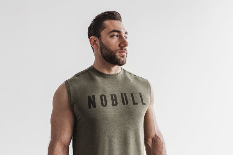 Nobull Ärmellose T-shirts Herren Grün | ZBJINO074