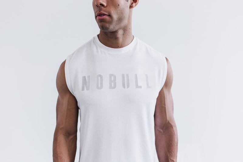 Nobull Ärmellose T-shirts Herren Weiß | XUOSKI495